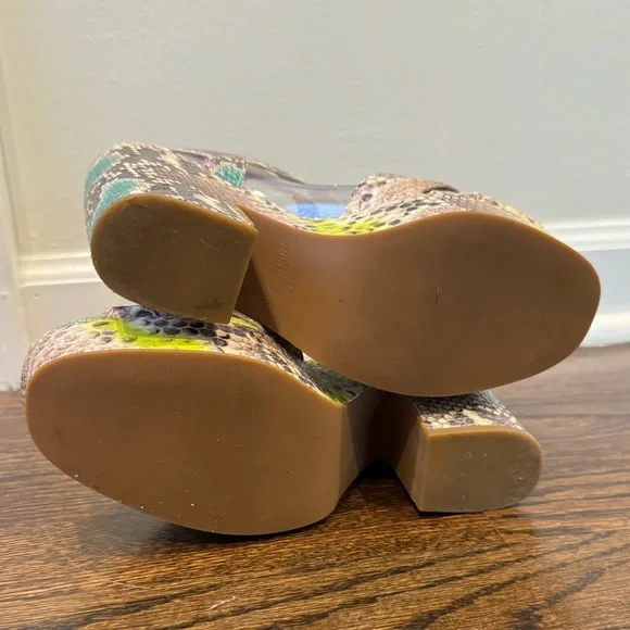 Kate Spade Grace snakeskin platform sandal heel summer size 7.5 - Picture 4 of 10